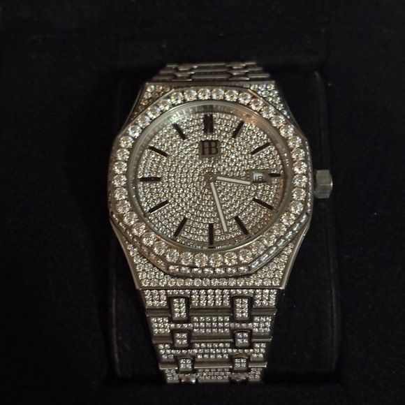HB MOISSANITE Watch Iced Automatic Skeleton 44mm HipHop - Picture 3 of 3